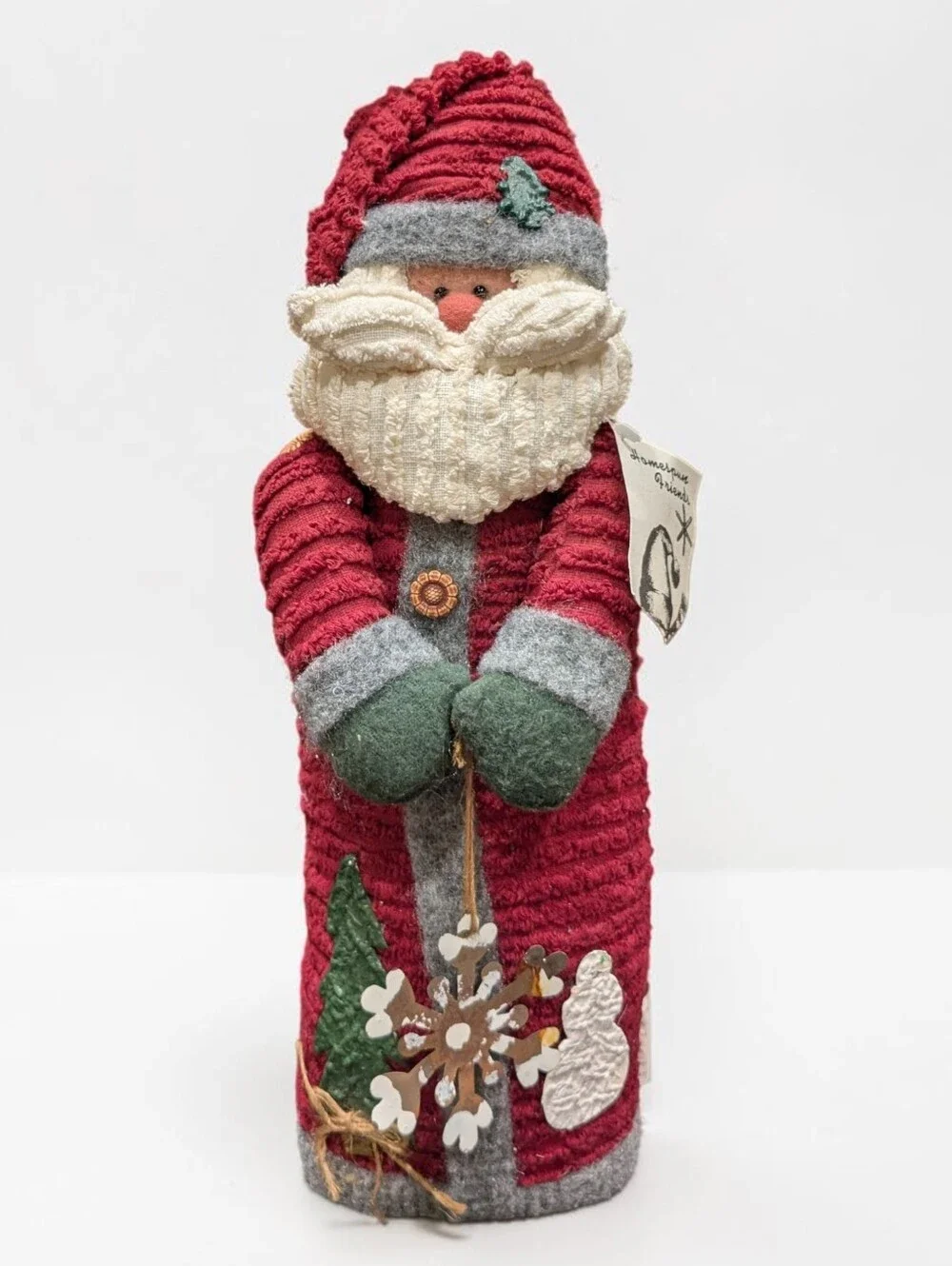 Homespun Friends Primitive Country Santa Shelf Sitter Christmas Decor Vintage